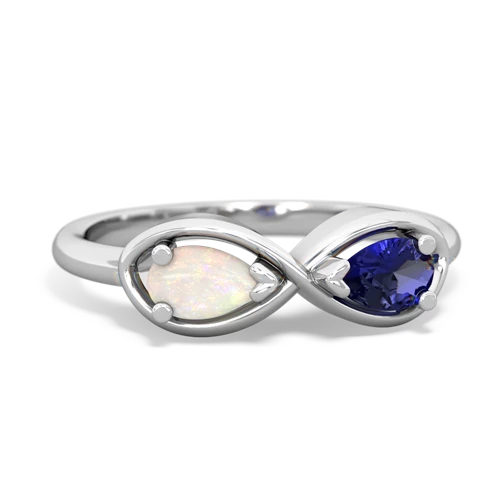 Opal Genuine Opal with Lab Created Sapphire Infinity ring Ring