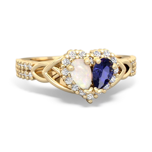 opal-lab sapphire keepsake engagement ring