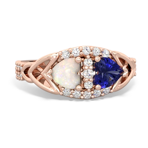 opal-lab sapphire keepsake engagement ring