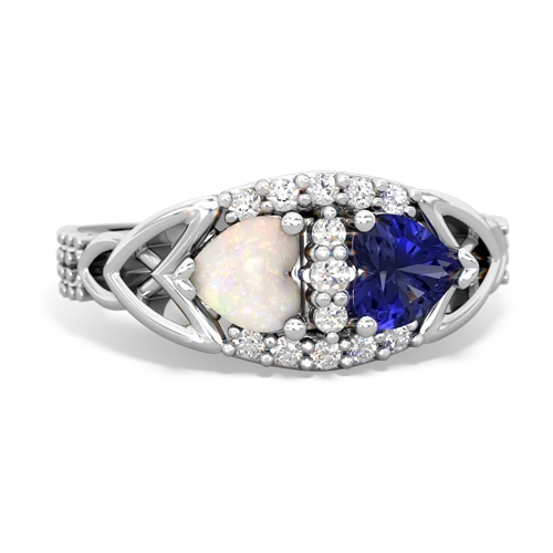 opal-lab sapphire keepsake engagement ring