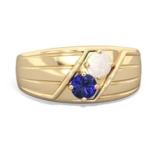 Opal Genuine Opal with Lab Created Sapphire Art Deco Men's ring Ring