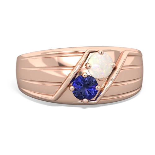 opal-lab sapphire mens ring