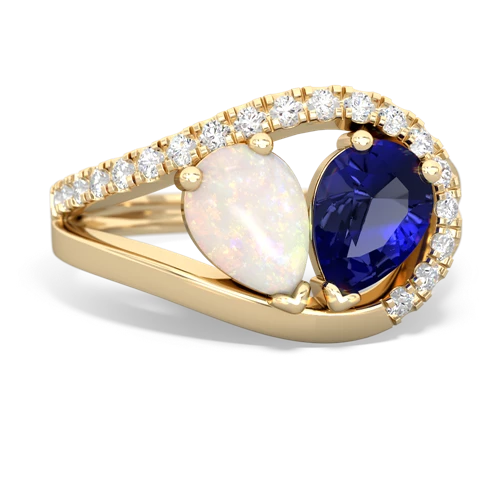 Opal Genuine Opal with Lab Created Sapphire Nestled Heart Keepsake ring Ring