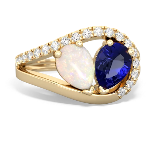 opal-lab sapphire pave heart ring