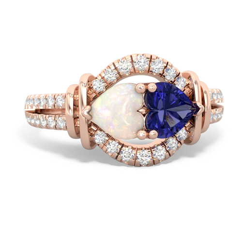 opal-lab sapphire pave keepsake ring