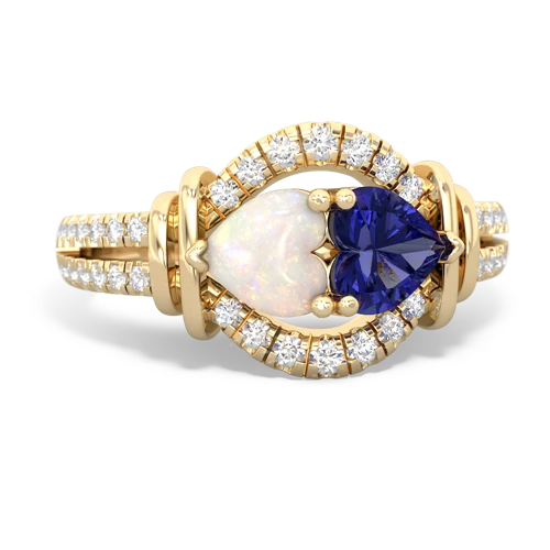 opal-lab sapphire pave keepsake ring