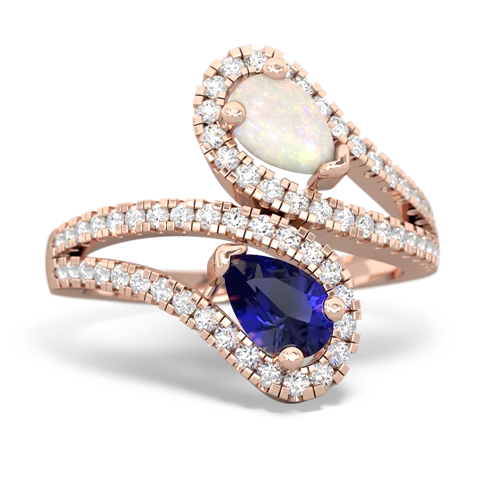 Opal Genuine Opal with Lab Created Sapphire Diamond Dazzler ring Ring