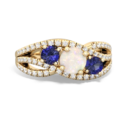 opal-lab sapphire three stone pave ring