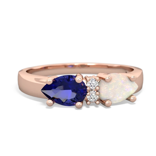 Opal Genuine Opal with Lab Created Sapphire Pear Bowtie ring Ring