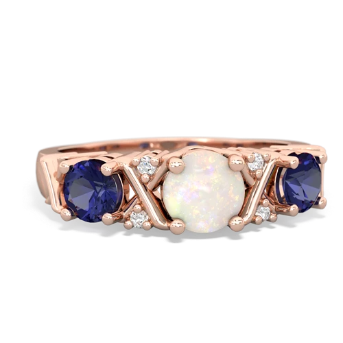 Opal Genuine Opal with Lab Created Sapphire and  Hugs and Kisses ring Ring