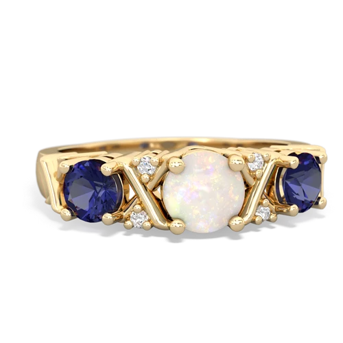 Opal Genuine Opal with Lab Created Sapphire and Genuine Opal Hugs and Kisses ring Ring