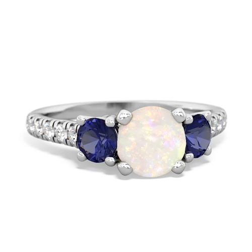 Opal Genuine Opal with Lab Created Sapphire and  Pave Trellis ring Ring