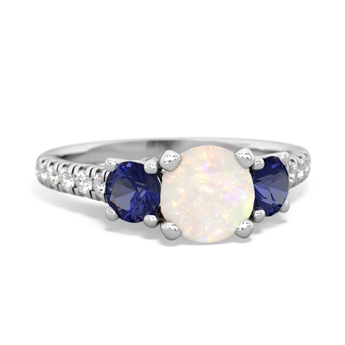 opal-lab sapphire trellis pave ring