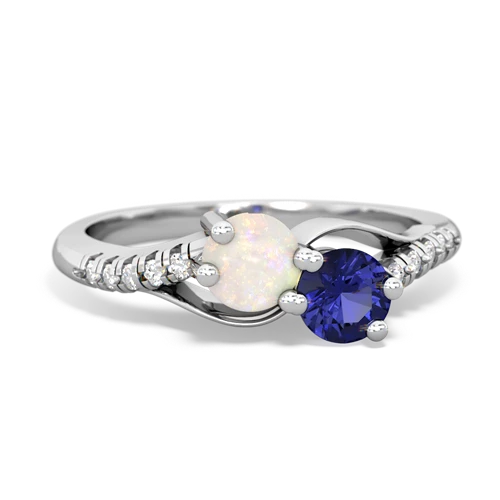 opal-lab sapphire two stone infinity ring