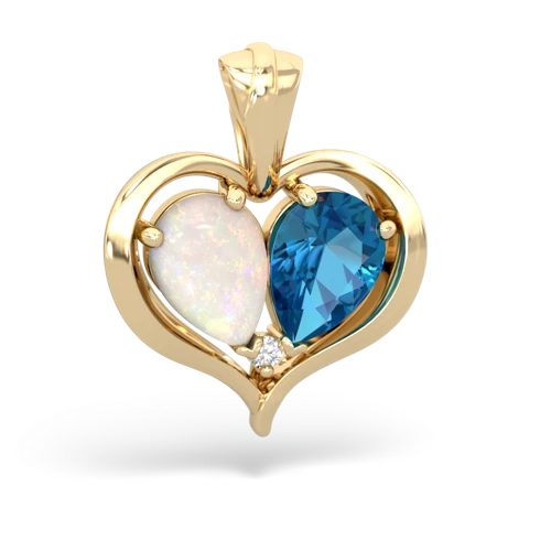 opal-london topaz half heart whole pendant