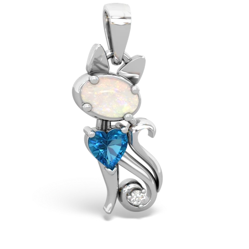 opal-london topaz kitten pendant