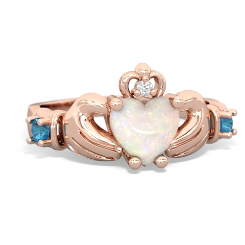 Opal Genuine Opal with Genuine London Blue Topaz and Genuine Pink Tourmaline Claddagh ring Ring