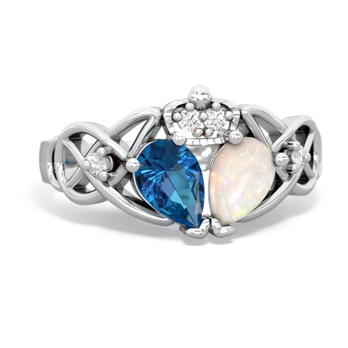 opal-london topaz claddagh ring