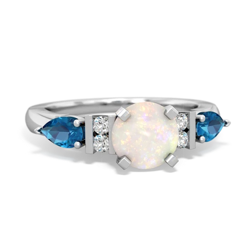Opal Genuine Opal with Genuine London Blue Topaz and Genuine Pink Tourmaline Engagement ring Ring