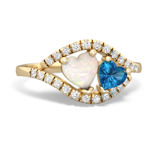 opal-london topaz mother child ring