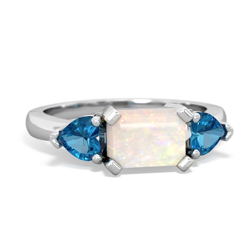 Opal Genuine Opal with Genuine London Blue Topaz and Genuine Pink Tourmaline Three Stone ring Ring