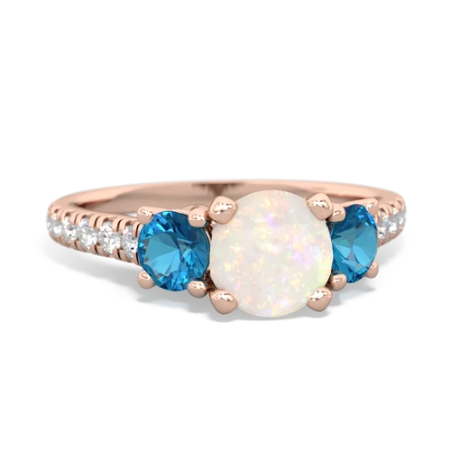 Opal Genuine Opal with Genuine London Blue Topaz and Genuine Pink Tourmaline Pave Trellis ring Ring