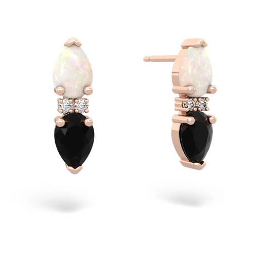 opal-onyx bowtie earrings