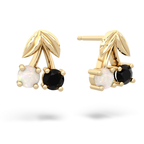 opal-onyx cherries earrings