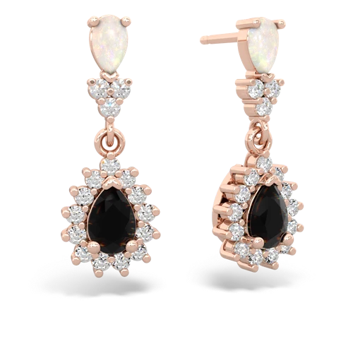 Opal Genuine Opal with Genuine Black Onyx Halo Pear Dangle earrings Earrings