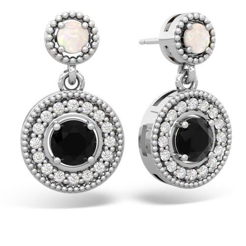 Opal Genuine Opal with Genuine Black Onyx Halo Dangle earrings Earrings