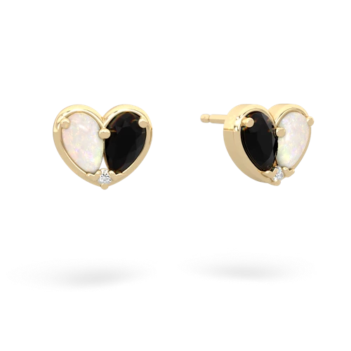 opal-onyx one heart earrings