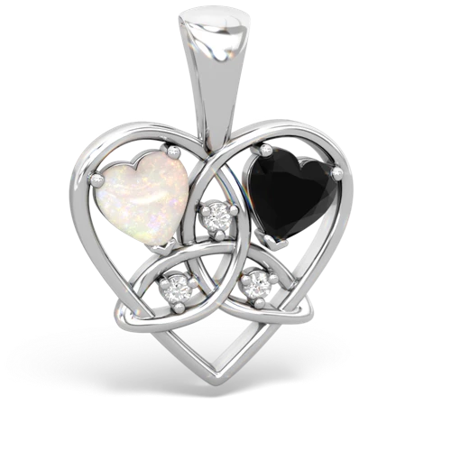 Opal Genuine Opal with Genuine Black Onyx Celtic Trinity Heart pendant Pendant