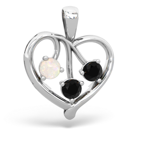 Opal Genuine Opal with Genuine Black Onyx and  Glowing Heart pendant Pendant