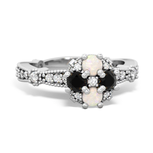 opal-onyx art deco engagement ring