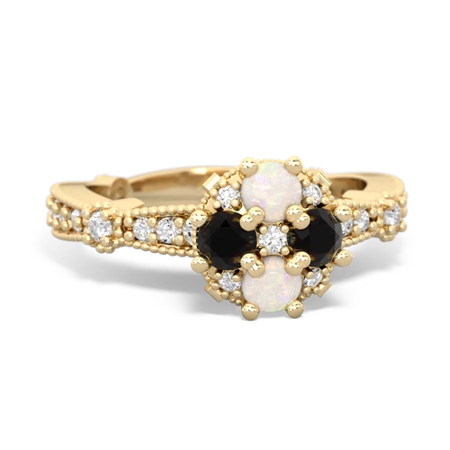 opal-onyx art deco engagement ring
