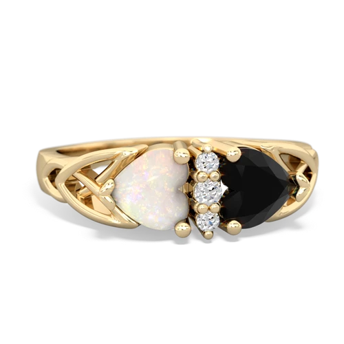 Opal Genuine Opal with Genuine Black Onyx Celtic Trinity Knot ring Ring