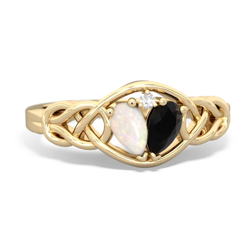 Opal Genuine Opal with Genuine Black Onyx Celtic Love Knot ring Ring