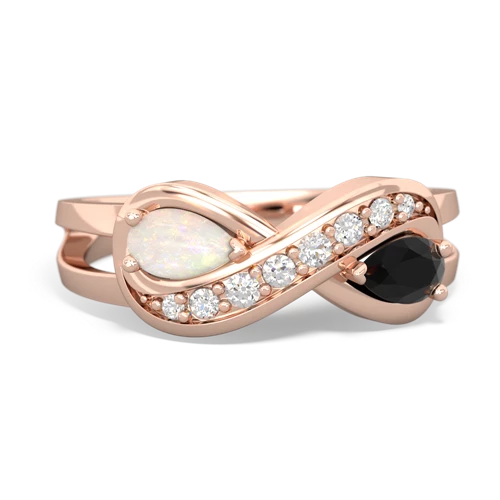 Opal Genuine Opal with Genuine Black Onyx Diamond Infinity ring Ring