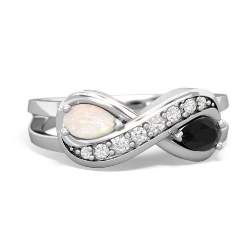Opal Genuine Opal with Genuine Black Onyx Diamond Infinity ring Ring