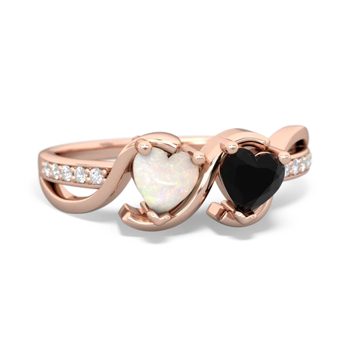 opal-onyx double heart ring