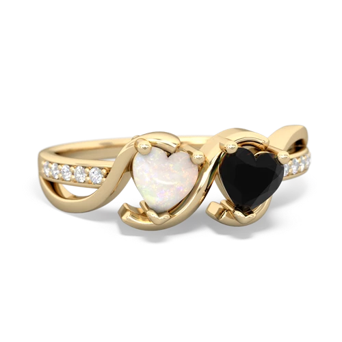 opal-onyx double heart ring