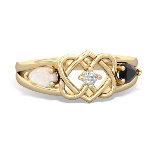 opal-onyx double heart ring