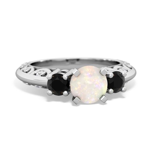 Opal Genuine Opal with Genuine Black Onyx Art Deco ring Ring