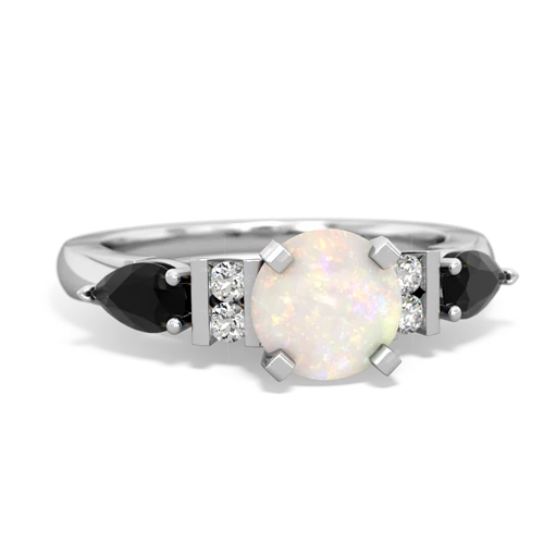 Opal Genuine Opal with Genuine Black Onyx and Genuine London Blue Topaz Engagement ring Ring