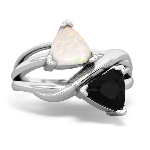 Opal Genuine Opal with Genuine Black Onyx Split Band Swirl ring Ring