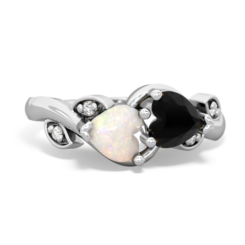 opal-onyx floral keepsake ring