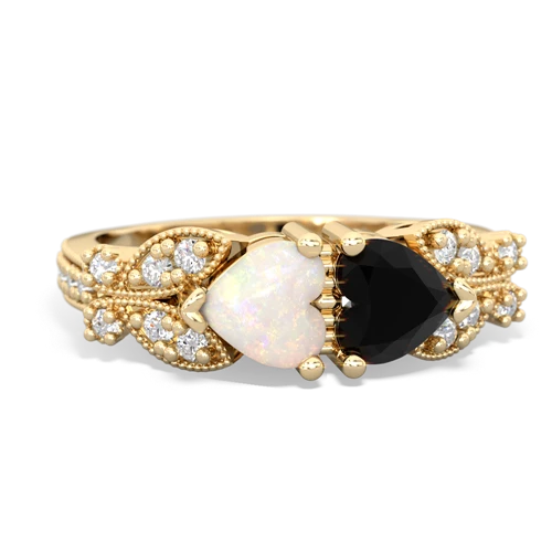Opal Genuine Opal with Genuine Black Onyx Diamond Butterflies ring Ring