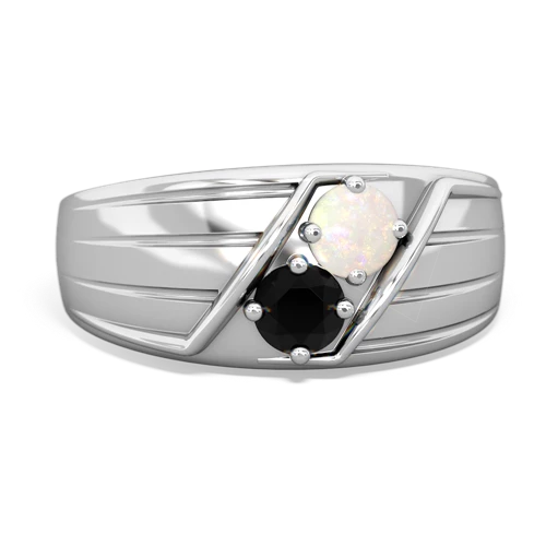 Opal Genuine Opal with Genuine Black Onyx Art Deco Men's ring Ring