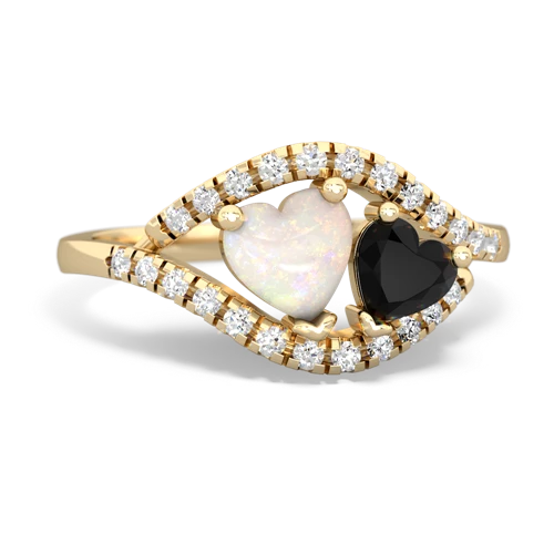 opal-onyx mother child ring