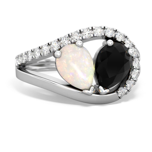 Opal Genuine Opal with Genuine Black Onyx Nestled Heart Keepsake ring Ring